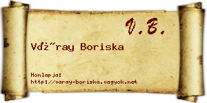 Váray Boriska névjegykártya